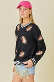 Play Ball Quilted Sequin Football Pullover