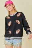 Play Ball Quilted Sequin Football Pullover