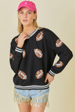 Play Ball Quilted Sequin Football Pullover