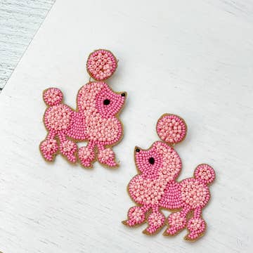 Pink Poodle Beaded Earrings