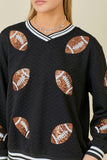 Play Ball Quilted Sequin Football Pullover