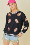 Play Ball Quilted Sequin Football Pullover