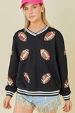 Play Ball Quilted Sequin Football Pullover