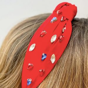 Copy of Patriotic Top Knot Jewel Headband - Red