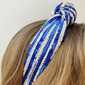RESTOCK: Game Day Sequin Headbands - Blue & White