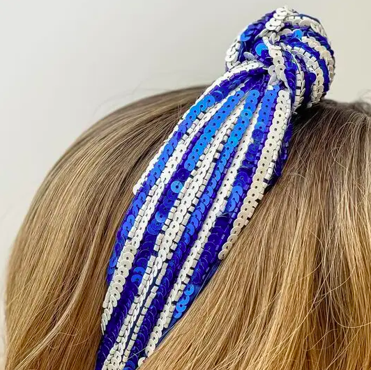 RESTOCK: Game Day Sequin Headbands - Blue & White
