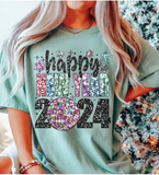 Happy New Year 2024 Faux Sequin Shirt