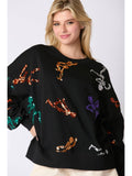 Spooky Silly Sassy Sequin Oversized Sweater