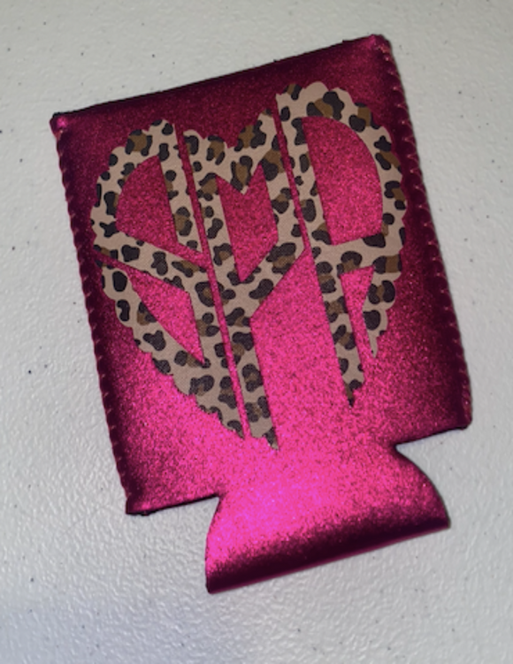 Pink Metallic Monogram Can Holder