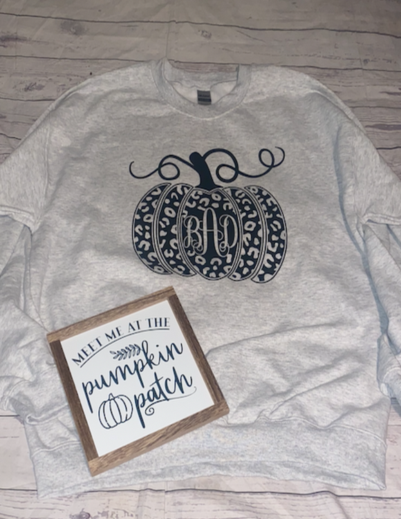 Leopard Monogram Pumpkin Sweatshirt