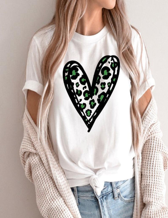 Green Leopard Heart Shirt