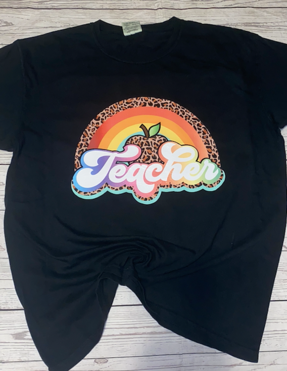 Teacher Leopard Rainbow Shirt