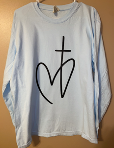 SALE Heart and Cross Comfort Color Longsleeve Shirt