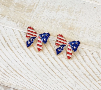 Patriotic Stud Earrings - Ribbon
