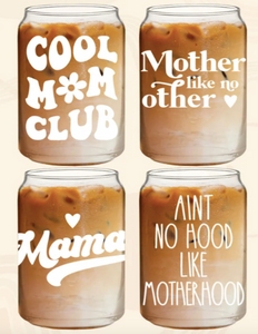 Mama Coffee Glass Mug with Lid