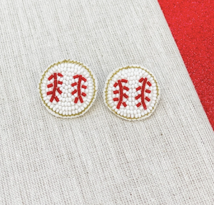Beaded Baseball Studded Earrings