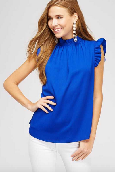 Ruffled Neckline and Sleeve Top