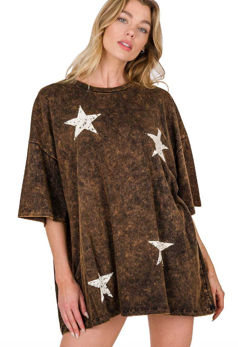 Star Shine Oversized Mineral Wash Top