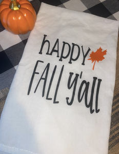 Happy Fall Y'all (with leaf) Dish Towel